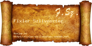 Fixler Szilveszter névjegykártya